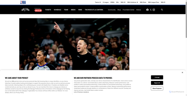 Security scan screenshot of https://spurs.com/news/san-antonio-spurs-name-mitch-johnson-head-coach