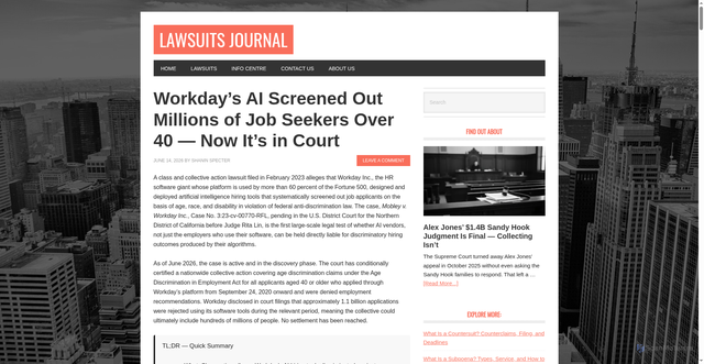 Security scan screenshot of https://lawsuitsjournal.com/workday-lawsuit/