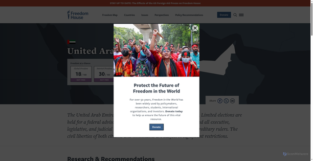Security scan screenshot of https://freedomhouse.org/country/united-arab-emirates