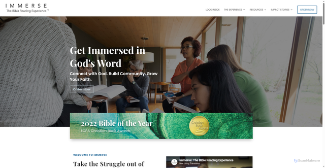 Security scan screenshot of https://immersebible.com/