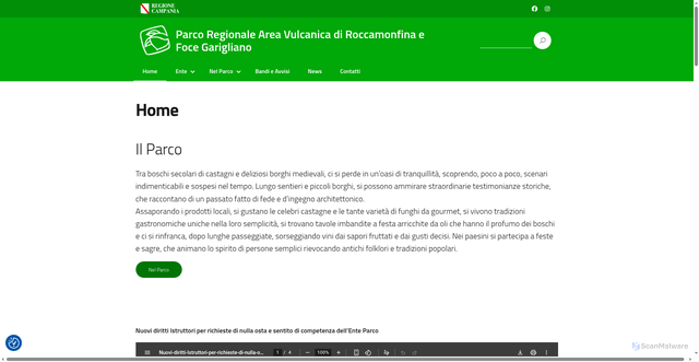 Security scan screenshot of https://www.parcodiroccamonfina.it/