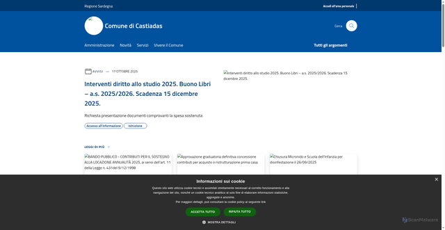Security scan screenshot of https://www.comune.castiadas.su.it/it