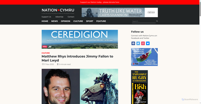 Security scan screenshot of https://nation.cymru/culture/matthew-rhys-introduces-jimmy-fallon-to-mari-lwyd/