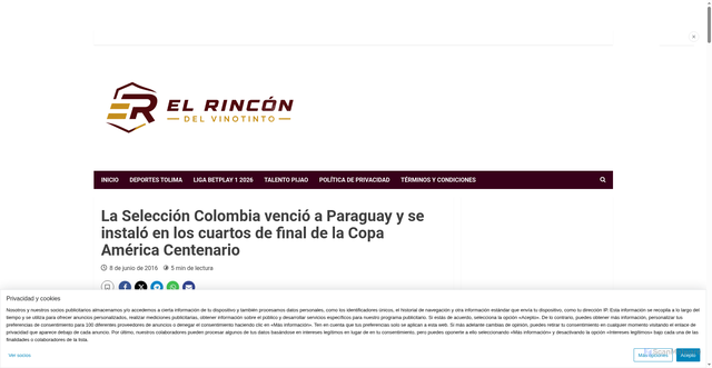 Security scan screenshot of https://elrincondelvinotinto.com/2016/06/08/la-seleccion-colombia-vencio-paraguay-y/