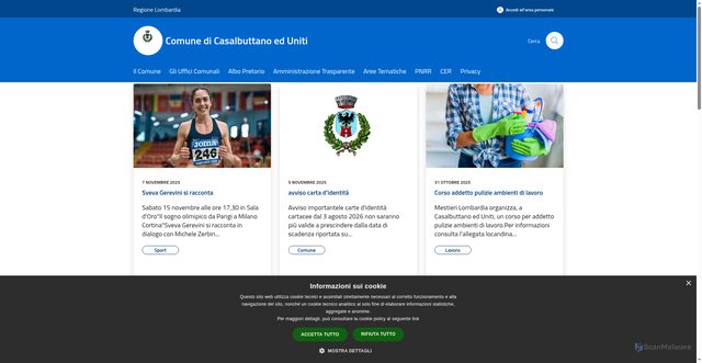 Security scan screenshot of https://www.comune.casalbuttanoeduniti.cr.it/it