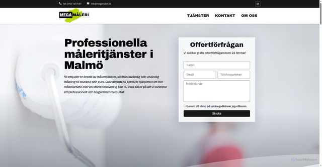 Security scan screenshot of https://megamaleri.se