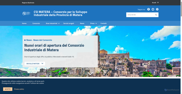 Security scan screenshot of https://www.csi.matera.it/