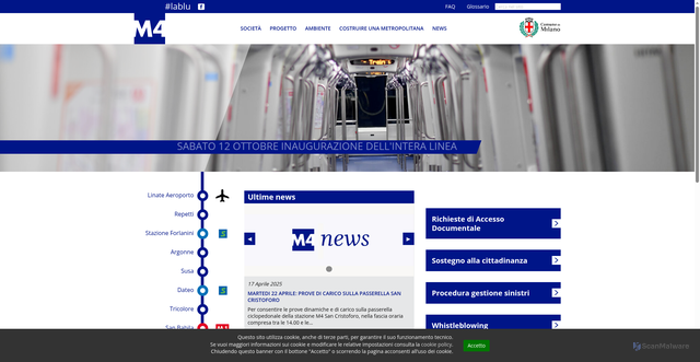 Security scan screenshot of https://www.metro4milano.it/
