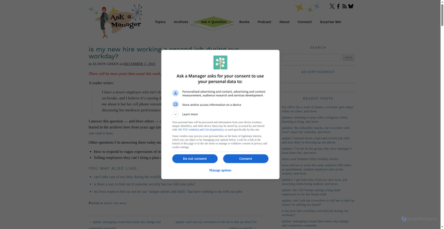 Security scan screenshot of https://www.askamanager.org/2025/12/is-my-new-hire-working-a-second-job-during-our-workday.html
