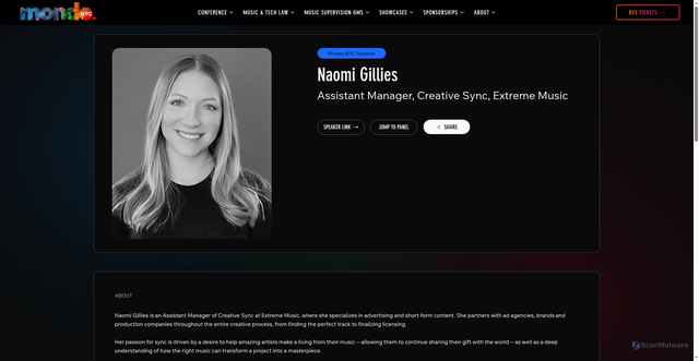 Security scan screenshot of https://www.mondo.nyc/speakers-2022/naomi-gillies
