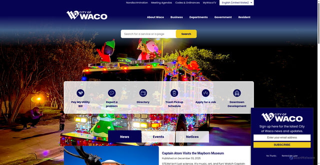 Security scan screenshot of https://www.waco-texas.com//