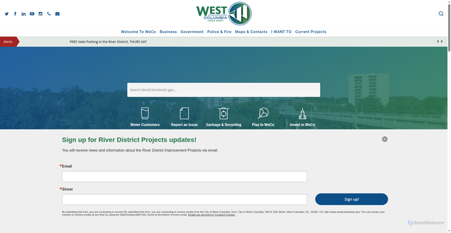 Security scan screenshot of https://westcolumbiasc.gov/