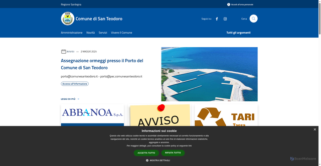 Security scan screenshot of https://www.comune.santeodoro.ss.it/it