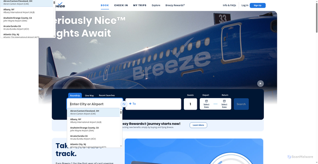 Security scan screenshot of https://auth.flybreeze.com