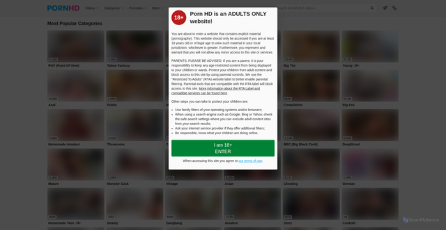 Security scan screenshot of https://pornhd.com