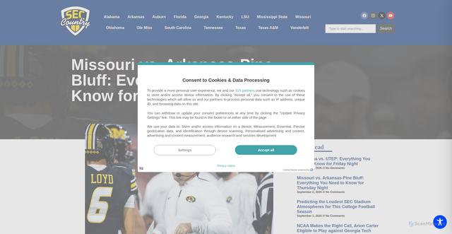 Security scan screenshot of https://www.seccountry.com/everything-you-need-to-know-missouri-arkansas-pine-bluff/