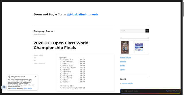 Security scan screenshot of https://www.drum-corps.net/category/scores