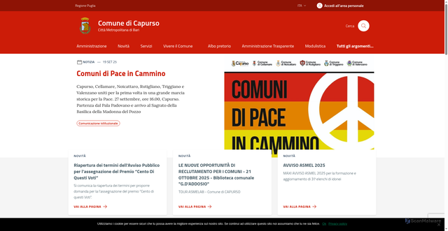 Security scan screenshot of https://www.comune.capurso.bari.it/