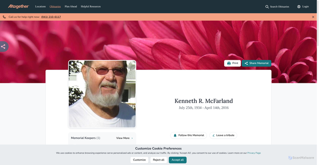 Security scan screenshot of https://www.altogetherfuneral.com/obituaries/KennethMcfarland