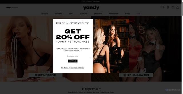 Security scan screenshot of https://www.yandy.com/