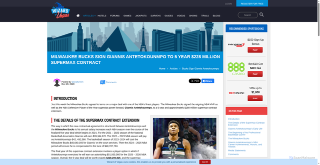 Security scan screenshot of https://wizardofvegas.com/articles/bucks-sign-giannis-antetokounmpo/
