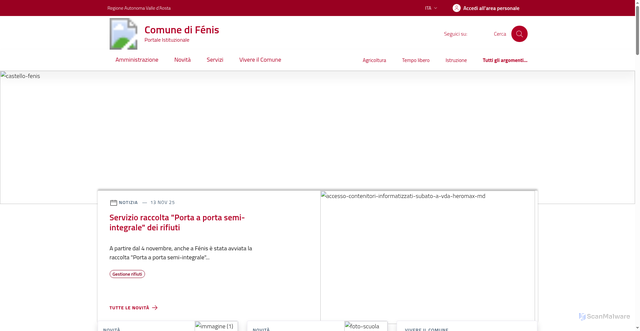 Security scan screenshot of https://comune.fenis.ao.it/