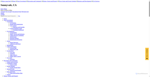 Security scan screenshot of https://www.sunnyvale.ca.gov/recreation-and-community/classes-and-activities/preschool