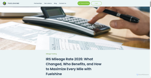 Security scan screenshot of https://www.getfuelshine.com/post/irs-mileage-rate-2026-what-changed-who-benefits-and-how-to-maximize-every-mile-with-fuelshine