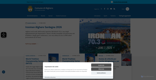 Security scan screenshot of https://www.comune.alghero.ss.it