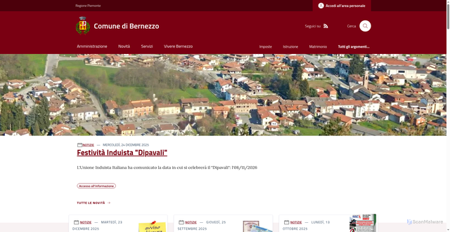 Security scan screenshot of https://www.comune.bernezzo.cn.it/