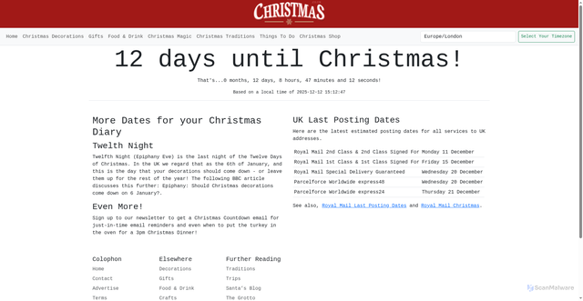 Security scan screenshot of https://countdown.christmas.co.uk/