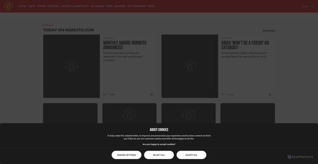 Security scan screenshot of https://www.manutd.com/