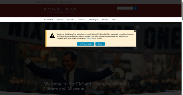 Security scan screenshot of https://www.nixonlibrary.gov/