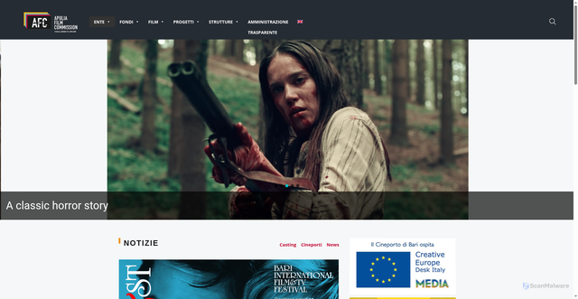 Security scan screenshot of https://www.apuliafilmcommission.it/