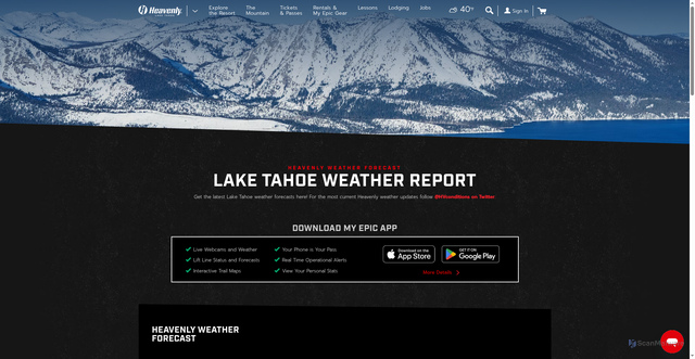 Security scan screenshot of https://www.skiheavenly.com/the-mountain/mountain-conditions/snow-and-weather-report.aspx