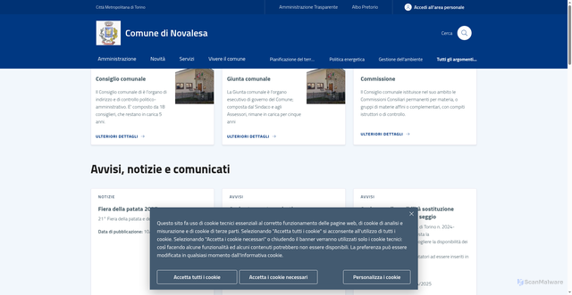 Security scan screenshot of https://www.comune.novalesa.to.it/