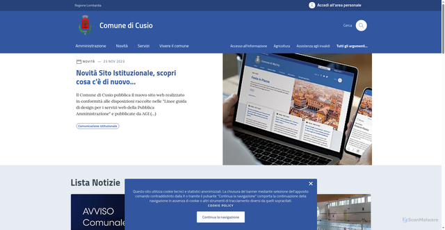 Security scan screenshot of https://comune.cusio.bg.it/