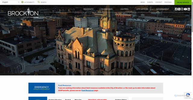 Security scan screenshot of http://brockton-ma.gov/