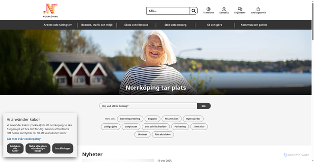 Security scan screenshot of https://norrkoping.se/