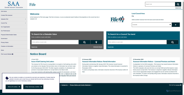 Security scan screenshot of https://www.saa.gov.uk/fife/