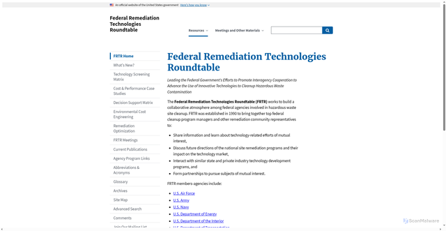Security scan screenshot of https://frtr.gov/