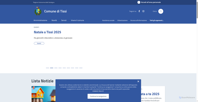 Security scan screenshot of https://www.comune.tissi.ss.it/