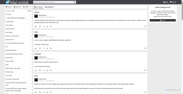 Security scan screenshot of https://www.bilgisozluk.com
