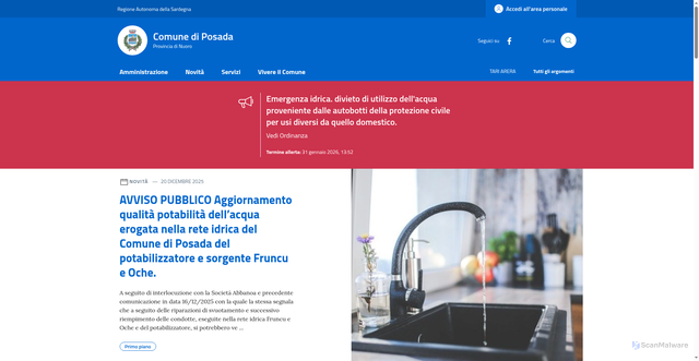 Security scan screenshot of https://www.comune.posada.nu.it/