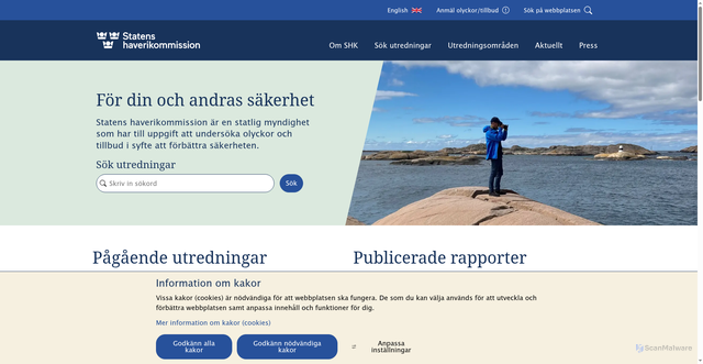Security scan screenshot of https://shk.se/