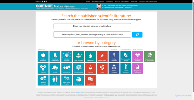 Security scan screenshot of https://science.naturalnews.com
