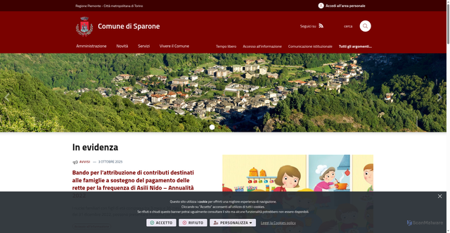 Security scan screenshot of https://www.comune.sparone.to.it/it-it/home