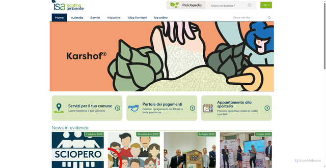 Security scan screenshot of https://isontinambiente.it/it/