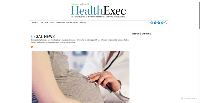 Security scan screenshot of https://healthexec.com/topics/healthcare-management/legal-news?page=7