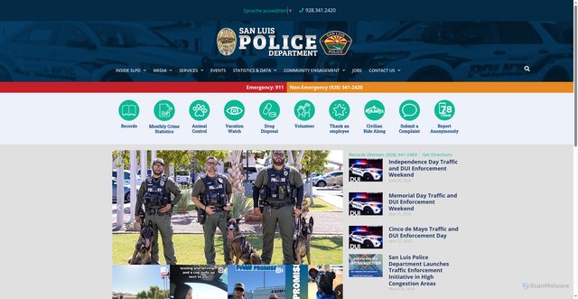 Security scan screenshot of https://sanluispolice.org/